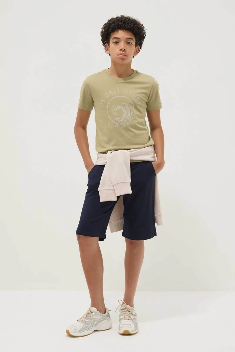 OVS παιδικό σορτς μονόχρωμο με ελαστική μέση Relaxed Fit - 002682560 Μπλε Σκούρο