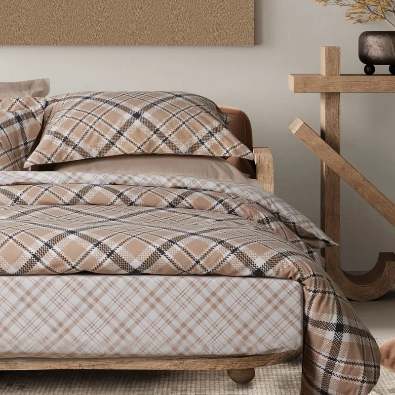 ΣΕΝΤΟΝΙΑ ΥΠΕΡΔΙΠΛΑ DAS HOME CASUAL 5435 BEIGE/BLACK ΣΕΤ 4ΤΜΧ (240X260CM)