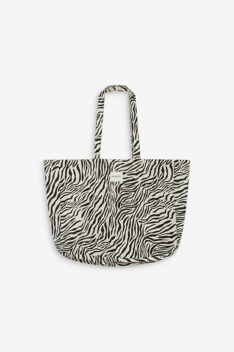 Grace & Mila γυναικεία denim τσάντα tote "Voyage" - VOYAGE/SS26 Ασπρόμαυρο