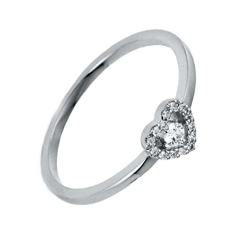 Diamond Group Μονόπετρο Δαχτυλίδι Καρδιά με Διαμάντια Brilliant από Λευκό Χρυσό 18 Καρατίων DDX341