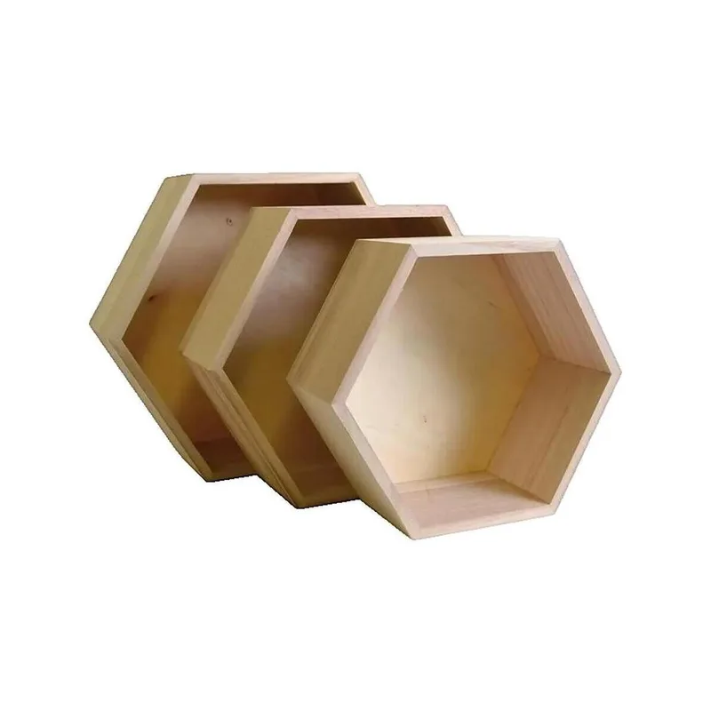 Ράφια τοίχου / εταζέρες artemio Étagères hexagonales en bois - Set de 3 pièces