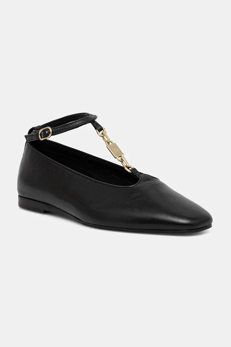 Δερμάτινες μπαλαρίνες Tommy Hilfiger TH-BAR CHAIN BALLET