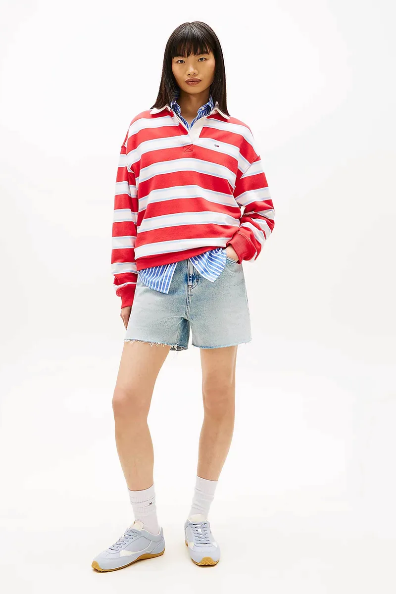 Tommy Jeans γυνακείο denim σορτς Straight Leg Mom - DW0DW22694 Denim Blue Ανοιχτό