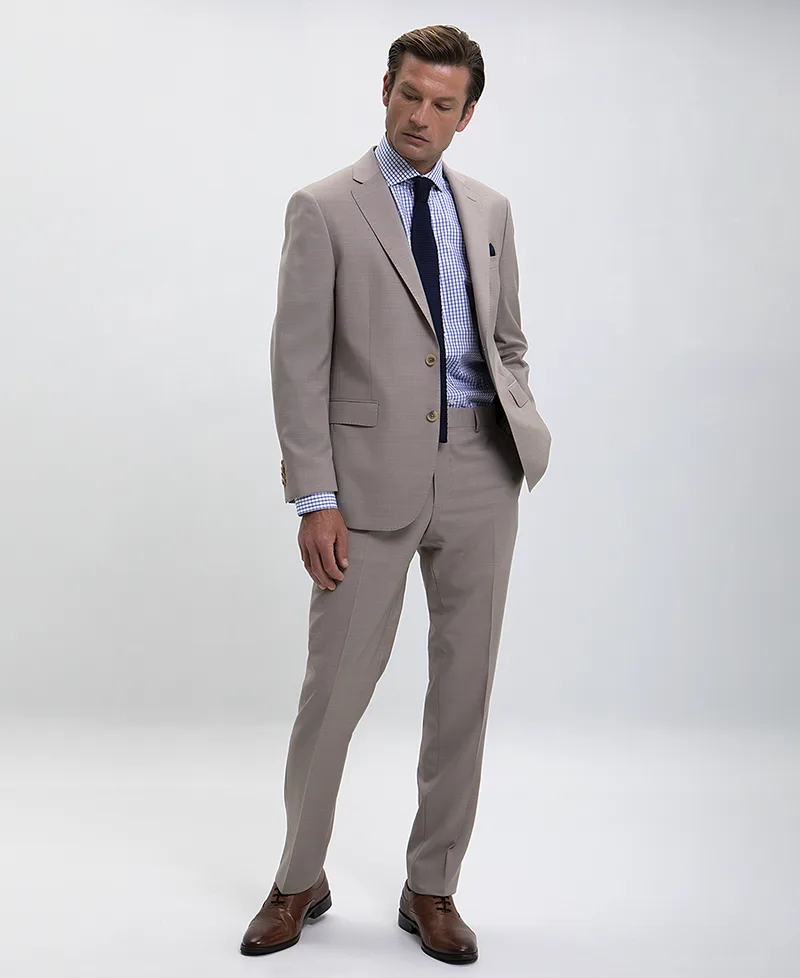 Κοστούμι με Μικροσχέδιο Modern Fit σε Μπεζ