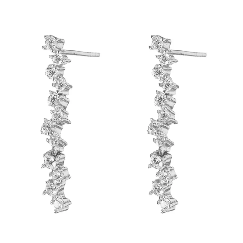 Σκουλαρίκια Κρεμαστά Ασημί με zircon Gatsa 0661