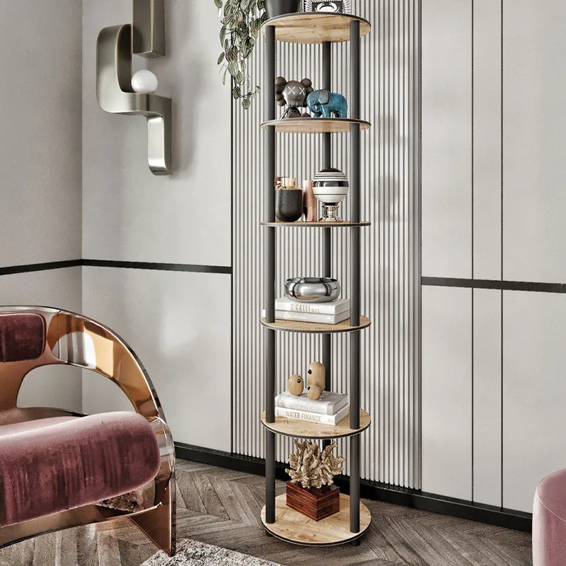 Βιβλιοθήκη Bookcase 6 Layer Round - Oak 282Ptr1125 (34x175x34 cm)