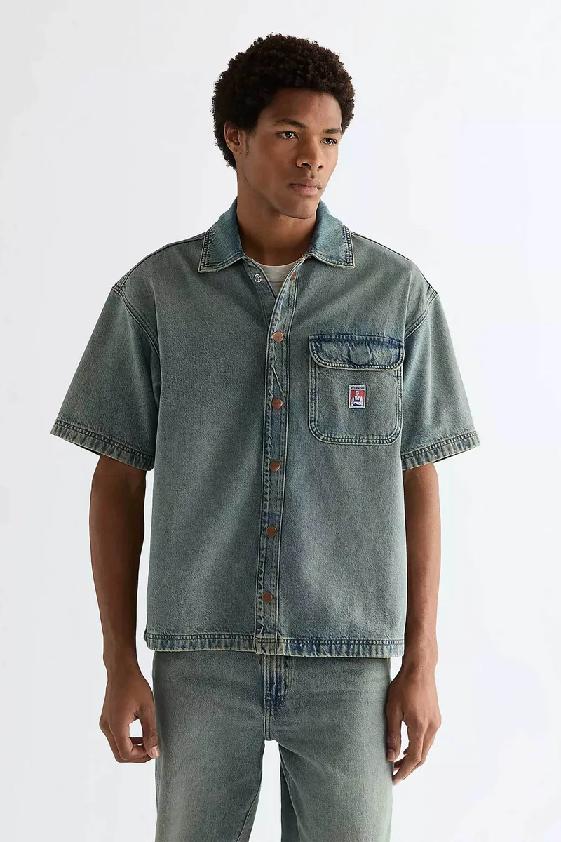 Wrangler® ανδρικό denim overshirt Relaxed Fit - 112378122 Denim Blue
