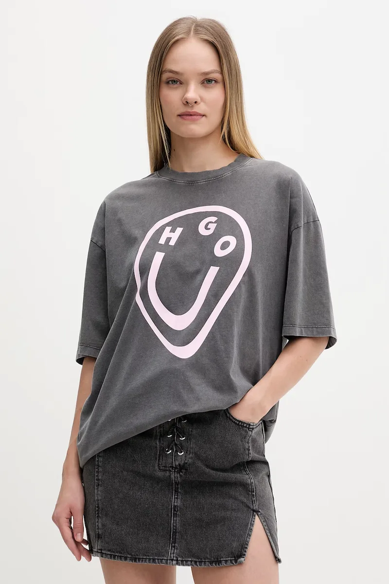 HUGO Blue t-shirt γυναικείο βαμβακερό Oversized_Tee_B