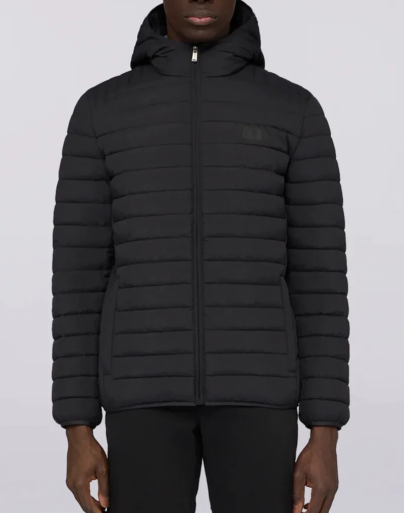 TRUSSARDI PADDED -GIACCA IMBOTTITA CON CAPPUCCIO IN NYLON CRINKLE MO801N10-033 Black