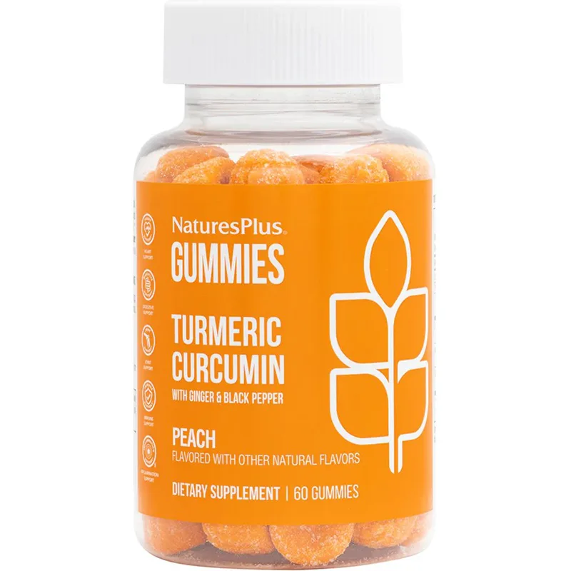 Natures Plus Gummies Turmeric Curcumin with Ginger & Black Pepper Συμπλήρωμα Διατροφής με Τιτλοδοτημένο Εκχύλισμα Κουρκουμά, Τζίντζερ & Μαύρο Πιπέρι για Αντιοξειδωτική Προστασία & Καλή Λειτουργία του Ανοσοποιητικού - Πεπτικού Συστήματος με Γεύση Ροδά