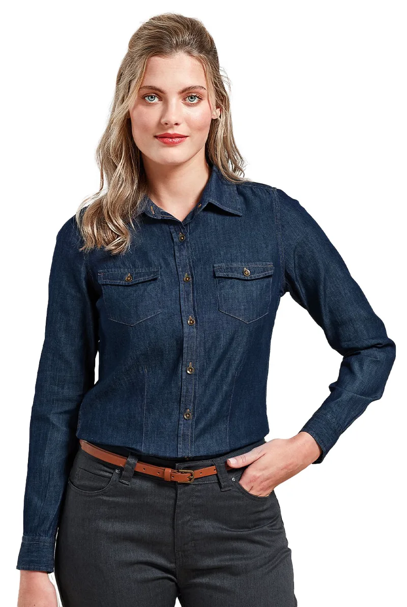 Γυναικείο τζιν μακρυμάνικο πουκάμισο PREMIER PR322 Indigo Denim