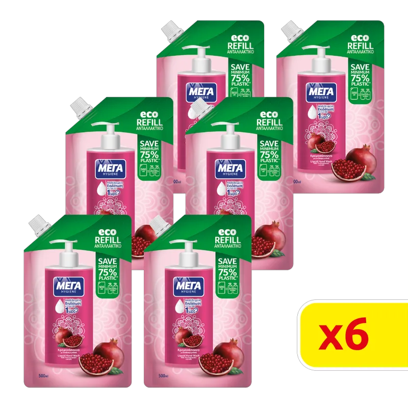 ΜΕΓΑ Κρεμοσάπουνο Hygiene Ρόδι Ανταλλακτικό 3000ml (6*500ml)
