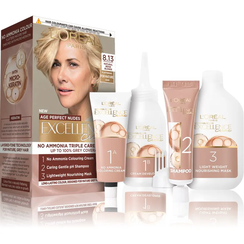 L’Oréal Paris Excellence Universal Nudes μόνιμη βαφή μαλλιών απόχρωση 8.13 Natural Μπεζ Blonde 1 τμχ