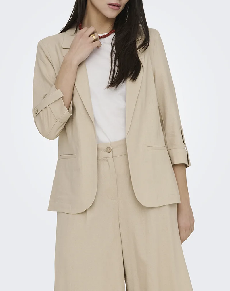 ONLY ONLGOA 3/4 UNLINE LINEN BL BLAZER CC TLR 15363727-Oxford Tan Tan