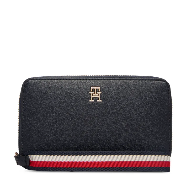 Πορτοφόλι Tommy Hilfiger Th Logotape Compact Zip Around AW0AW18699 Σκούρο μπλε