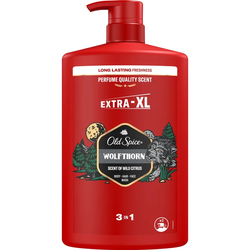 Old Spice Wolfthorn 3 in 1 Shower Gel & Shampoo Ανδρικό Αφρόλουτρο - Σαμπουάν με Άρωμα Μεγάλης Διάρκειας από Άγριο Κίτρο, Τροπικά Φρούτα, Μανταρίνι & Βανίλια, με Αντλία​​​​​​​ 1L