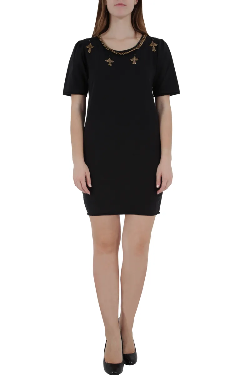 Φόρεμα Jijil Με Ιδιαίτερη Λαιμόκοψη J0813-BLACK Γυναικείο