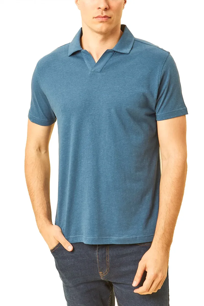 DORS POLO V-PLACKET ΜΠΛΕ