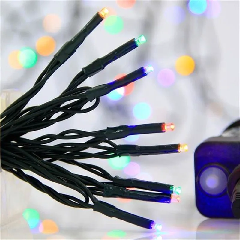 100 Λαμπάκια LED Πολύχρωμα με Πράσινο Καλώδιο