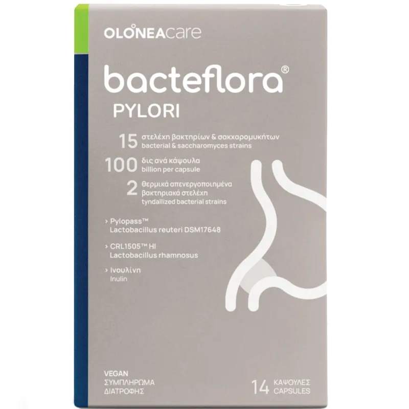 Olonea Bacteflora Pylori Συμπλήρωμα Διατροφής με Προβιοτικά & Πρεβιοτικά για το Ελικοβακτηρίδιο του Πυλωρού 14caps