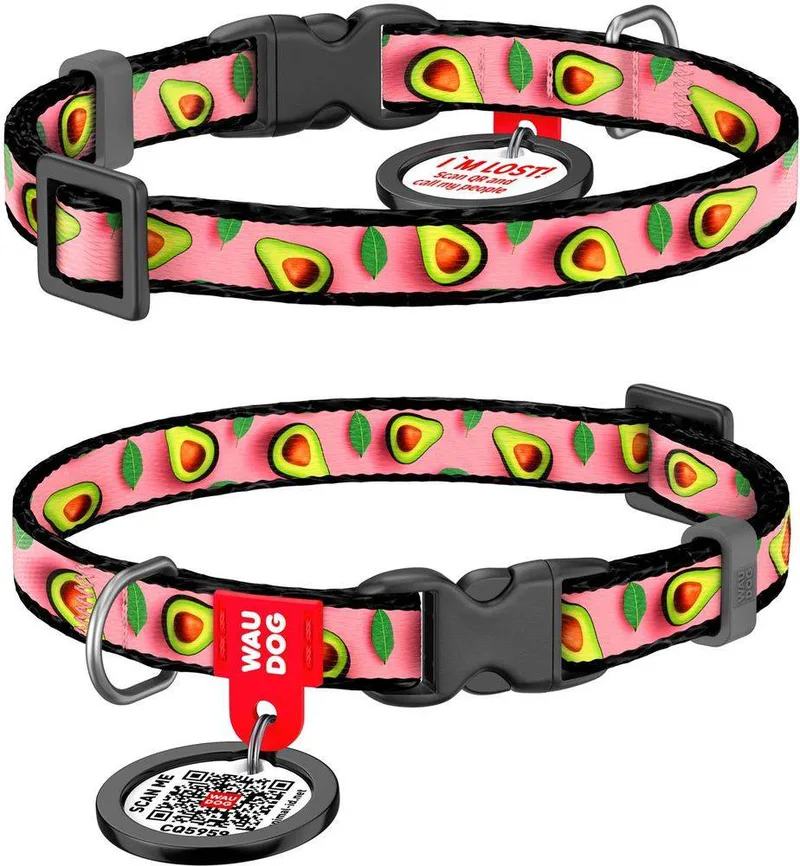 ΠΕΡΙΛΑΙΜΙΟ WAUDOG AVOCADO ON PINK PLASTIC FASTEX (20MM / 28-40CM)
