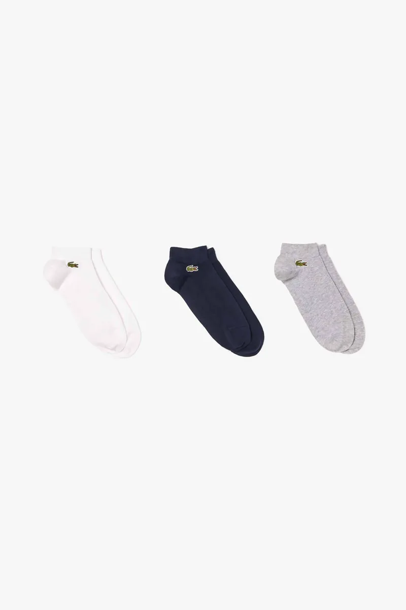 Lacoste σετ unisex κοντές κάλτσες με κεντημένο λογότυπο (3 ζευγάρια) - RA2917-00 Γκρι