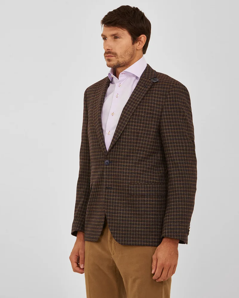 Σακάκι Μodern Fit σε Καφέ Καρό