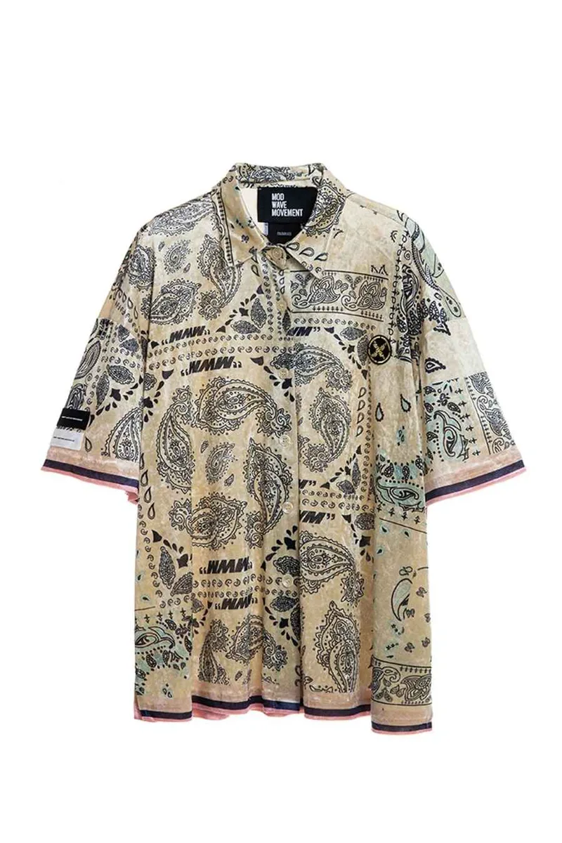 MOD WAVE MOVEMENT Unisex Oversized Πουκάμισο - Μπεζ-MW092080393-BEIGE