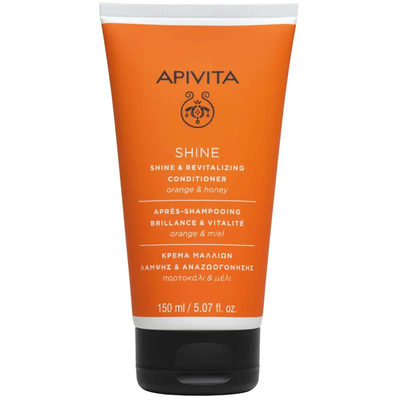 Apivita Shine & Revitalizing Μαλακτική Κρέμα με Πορτοκάλι & Μέλι, Κρέμα Λάμψης & Αναζωογόνησης για Όλους τους Τύπους Μαλλιών 150ml