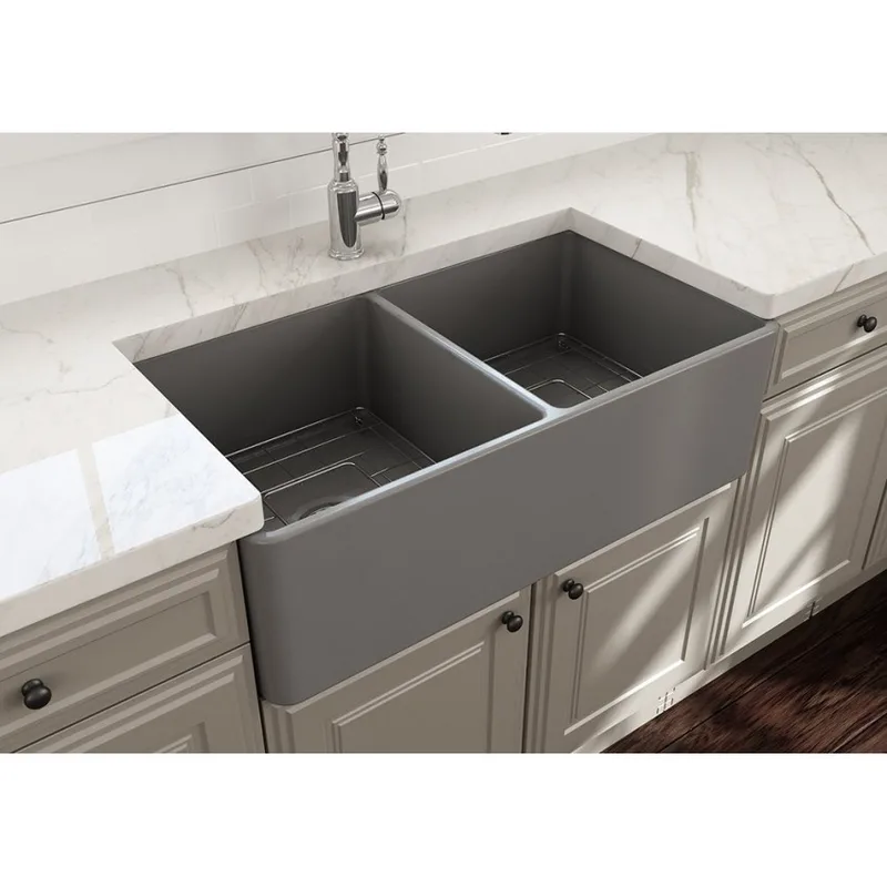 Νεροχύτης Πορσελάνη Bocchi 1139-411 (84x46) Grey Matt (Επικαθήμενος)