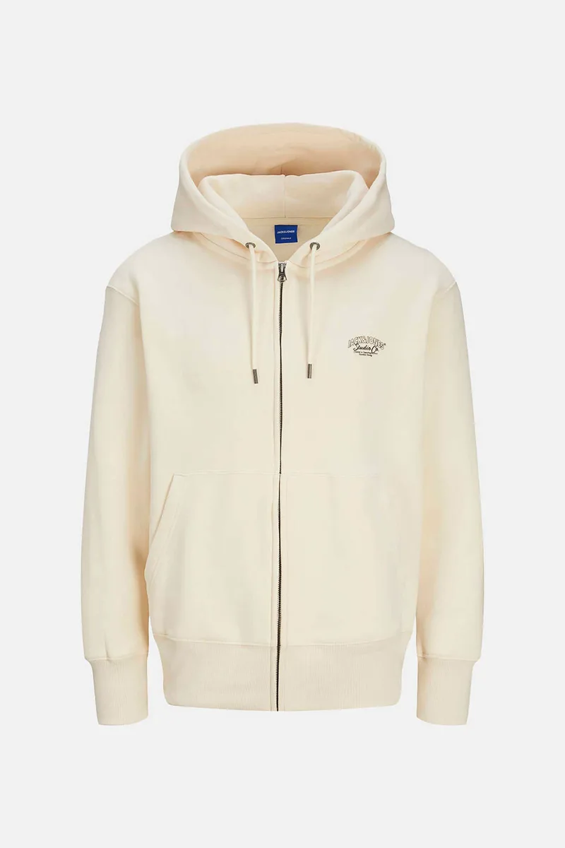 JACK & JONES ανδρική ζακέτα φούτερ με κουκούλα - 12267587 Εκρού