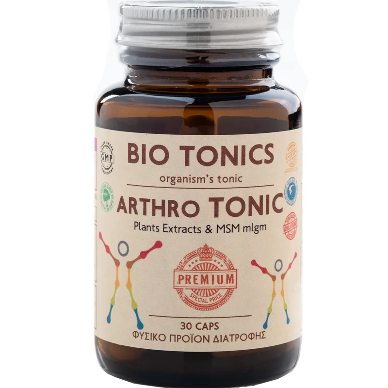 Bio Tonics Arthro Tonic Συμπλήρωμα Διατροφής Εκχυλίσματος Βοτάνου Boswellia, Γλουκοζαμίνης & MSM για τη Φυσιολογική Λειτουργία των Χόνδρων & την Υγεία των Αρθρώσεων 30veg.caps