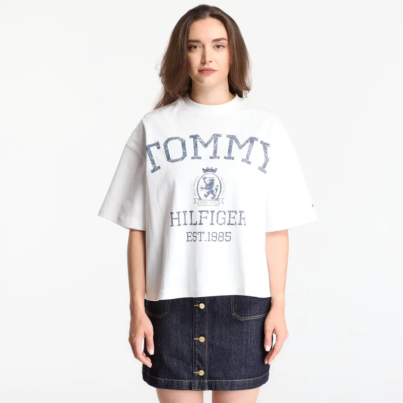 T-shirt Tommy Hilfiger Varsity Crest Rlx Ss T-Shirt Ecru M