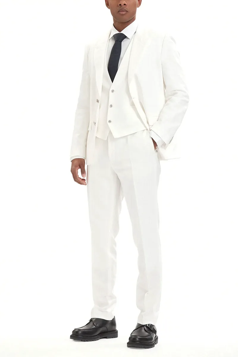 HUGO ΚΟΥΣΤΟΥΜΙ ΛΙΝΟ ΜΕ ΓΙΛΕΚΟ SLIM FIT HENRY/GEΤLIN 242V2X ΛΕΥΚΟ