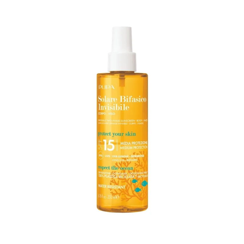 Invisible Two-Phase Sunscreen Body - Face SPF15 200ml