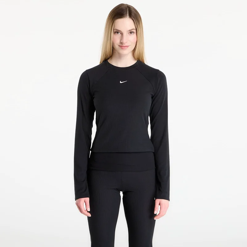 T-shirt Nike Sportswear Chill Knit Women's Tight Long-Sleeve Ribbed Top Black/ Sail L