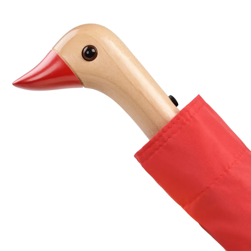 Original Duckhead Ομπρέλα Σπαστή με Χειροποίητο Χερούλι Πάπια - Κόκκινο