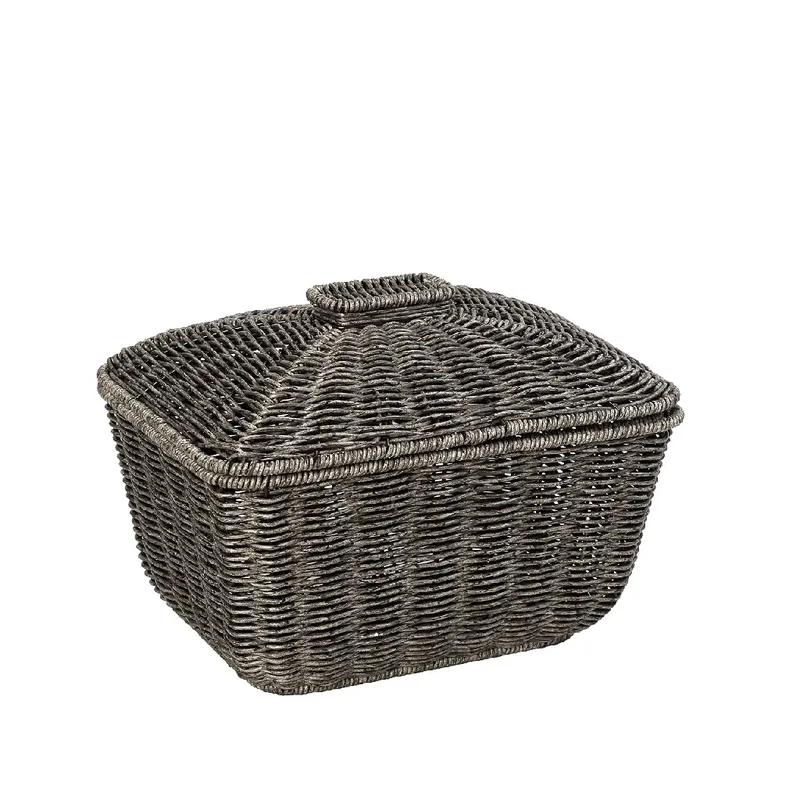Καλάθι Με Καπάκι Ψάθινο Γκρι ESPIEL 30x22x23εκ. KOD240 (Υλικό: Ψάθινο, Χρώμα: Γκρι) - ESPIEL - KOD240