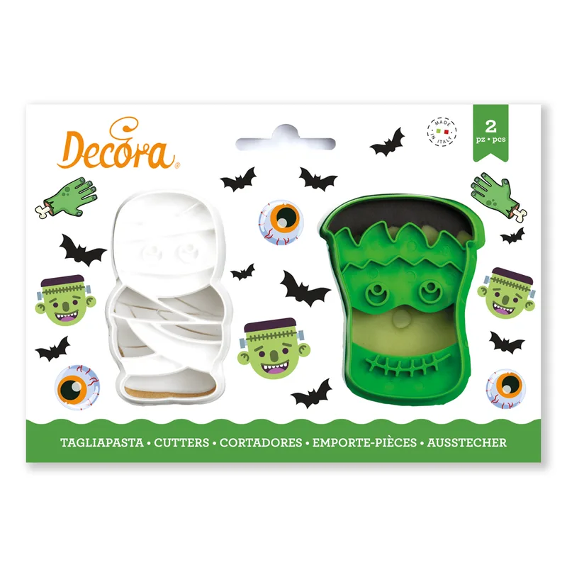 MONSTERS PLASTIC COOKIE CUTTERS SET OF 2 PCS 4/6 X H 2,2 CM HALLOWEEN
