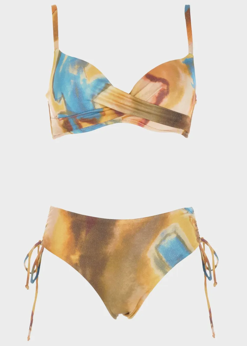 Σετ bikini all print ψηλόμεσο slip. Kαλύπτει B-C Cup ΚΙΤΡΙΝΟ