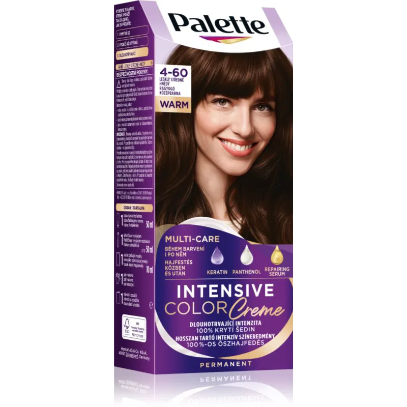 Schwarzkopf Palette Intensive Color Creme μόνιμη βαφή μαλλιών απόχρωση 4-60 Radiant Medium Brown 1 τμχ