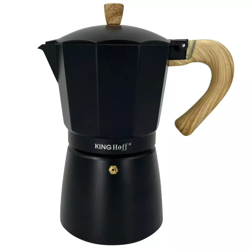 Κουβανέζικη καφετιέρα Kinghoff KH 1888, 12 φλιτζάνια, 600 ml, αλουμίνιο, επαγωγική, μαύρο