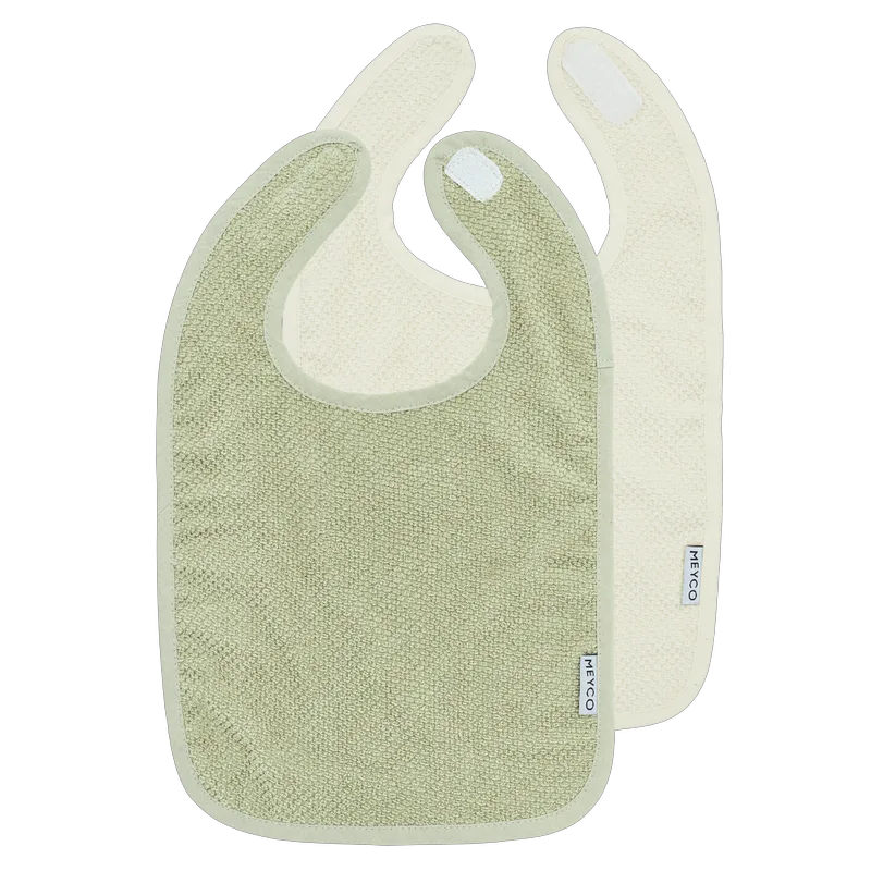 Σαλιάρες Σετ 2τμχ Βαμβακερές Popcorn Natural-Soft Olive Meyco MEY-241.205.CM.01.M2