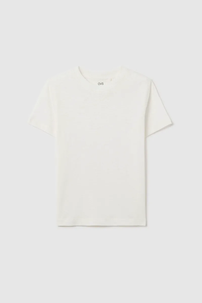 OVS παιδικό T-shirt μονόχρωμο Regular Fit - 002262583 Λευκό