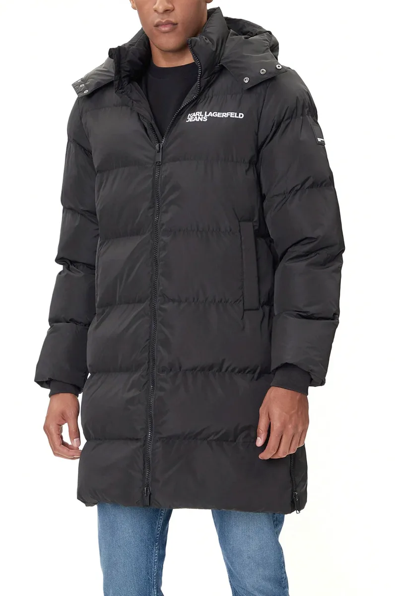 KARL LAGERFELD JEANS ΜΠΟΥΦΑΝ LONG PUFFER ΜΑΥΡΟ