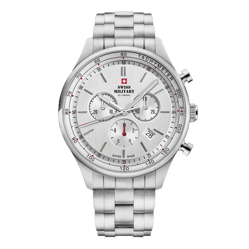 SWISS MILITARY by Chrono Swiss Made Chronograph Stainless Steel Bracelet Watch SM34081.02