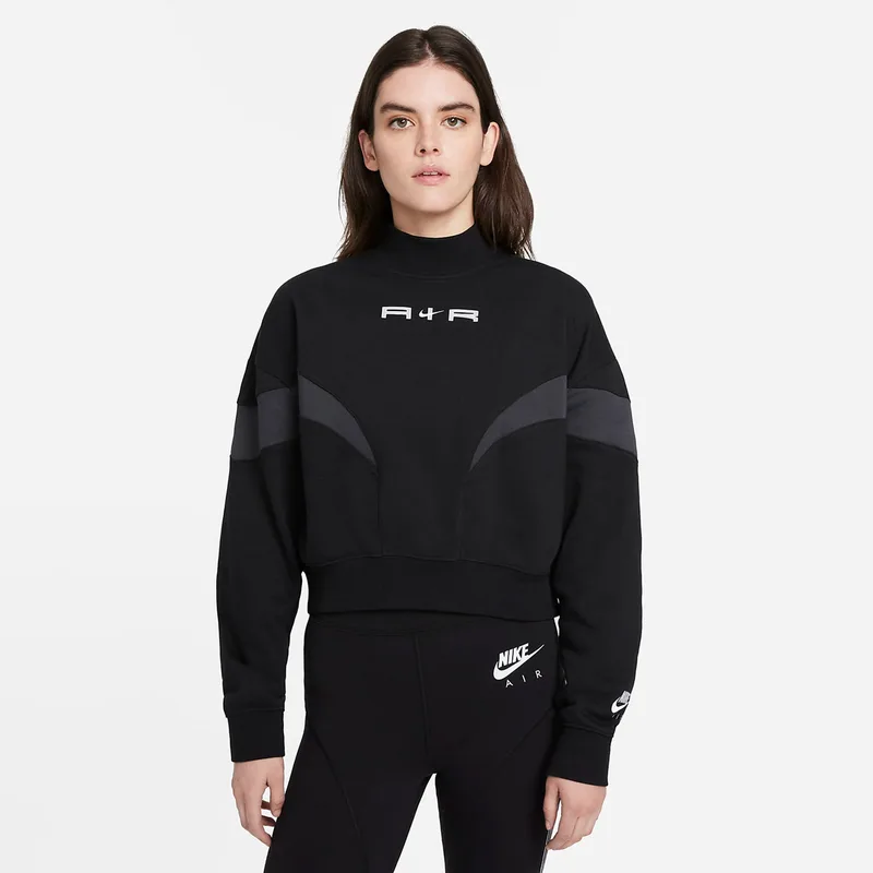 NIKE AIR MOCK FLEECE LONG SLEEVE TOP ΜΑΥΡΟ