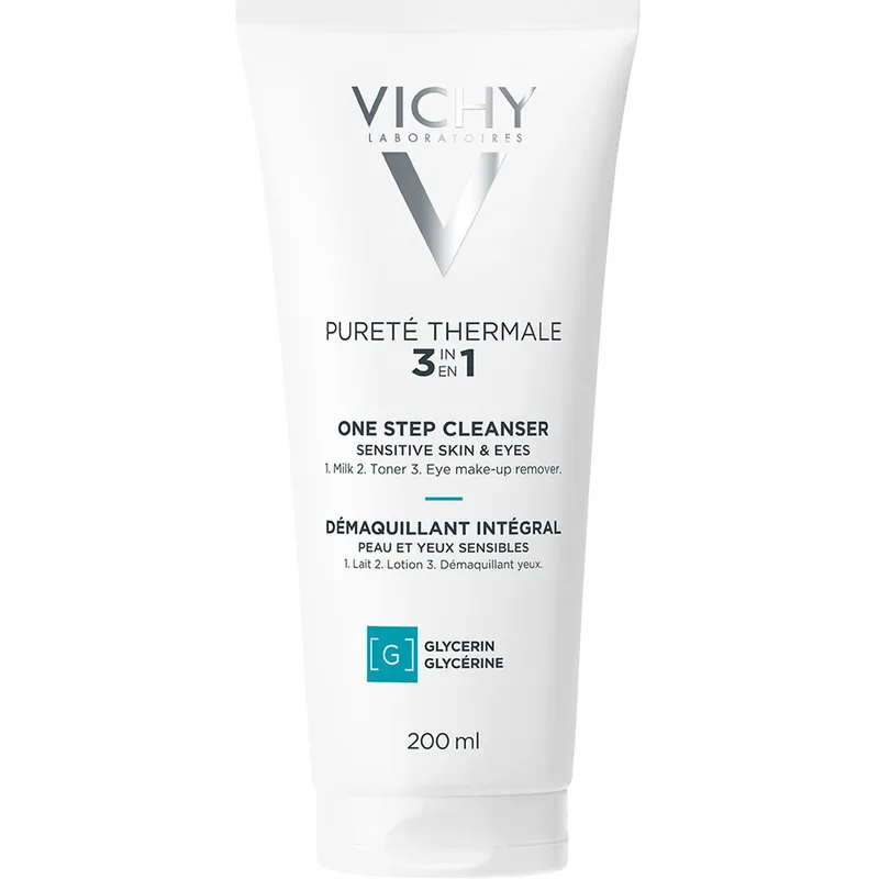 Vichy Purete Thermale 3in1 One Step Cleanser Sensitive Skin & Eyes Καθαριστικό Προσώπου που Συνδυάζει Γαλάκτωμα, Τονωτική Λοσιόν & Ντεμακιγιάζ Ματιών 200ml