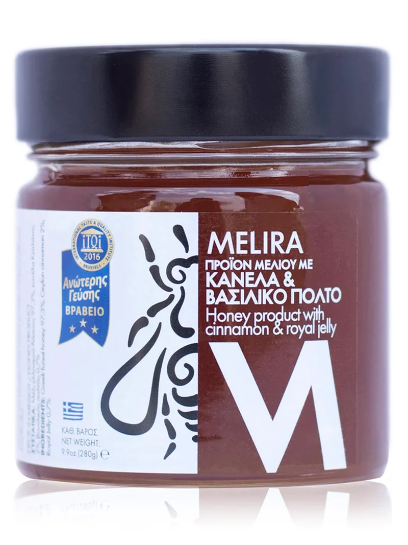 Μέλι με κανέλλα & βασιλικό πολτό "Melira" 280g>