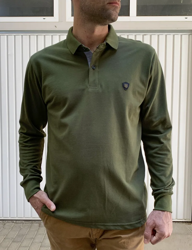 Everbest ανδρική χακί Polo πικέ μπλούζα plus size 241999K
